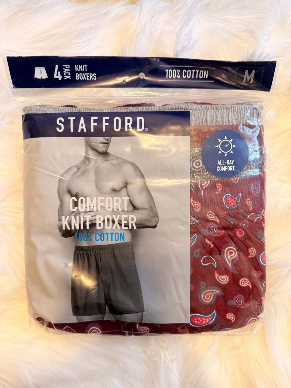 Stafford Men's Comfort Knit Boxers 4-Pack Size Medium